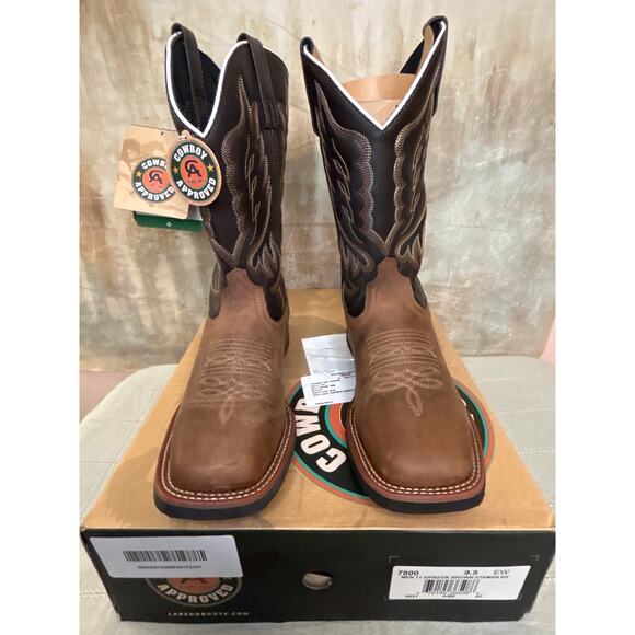 Laredo Montana 7800 Men\'s Western Cowboy Boot Sand Chocolate Leather 9.5 EW Wide main image 7